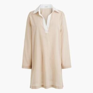 J Crew Factory Womens Organic Cotton Polo Tunic Cover-Up BW209 Cream Sze XXL NWT